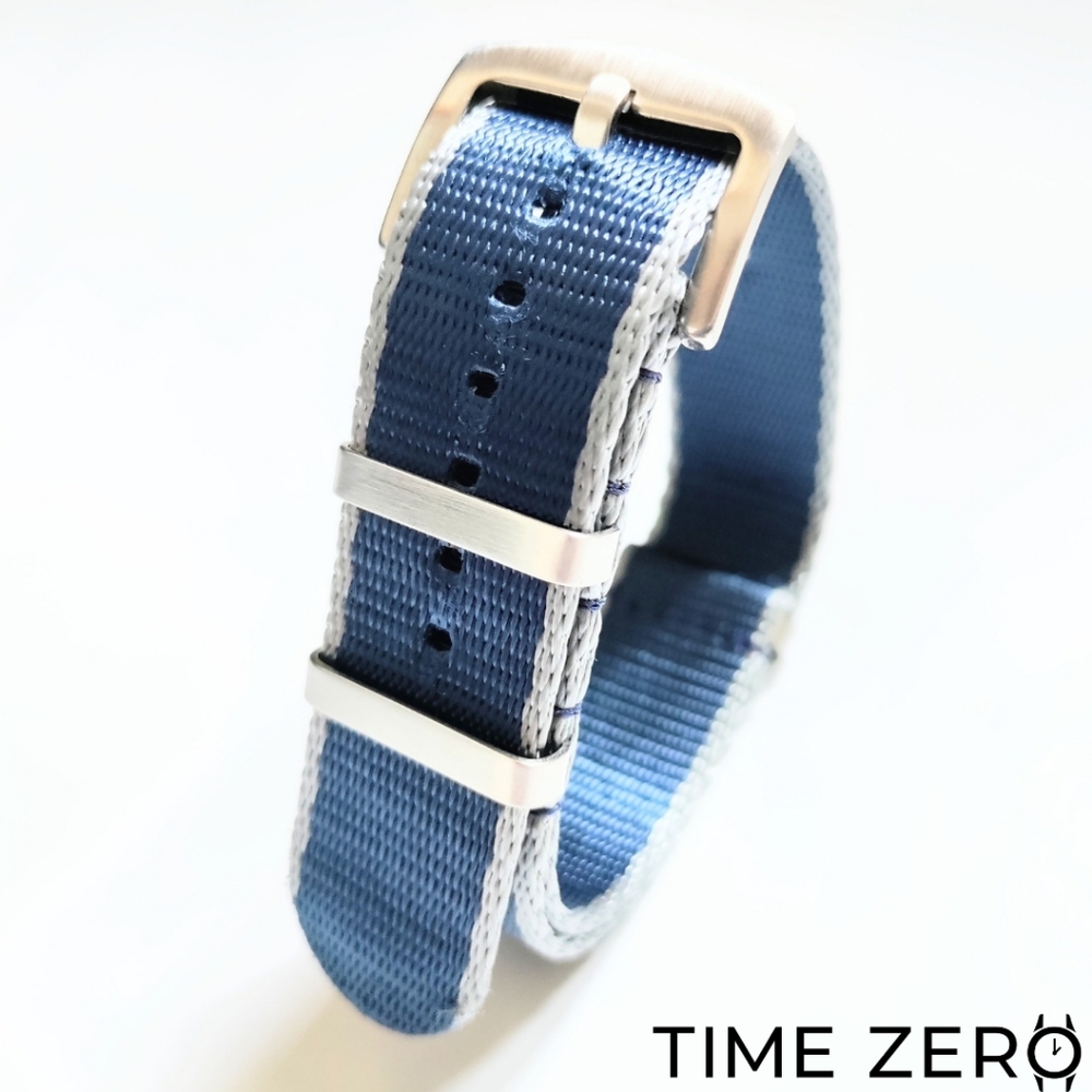 New Blue/Grey Ballistic Nylon NATO Watch Strap (The Velocity Collection)